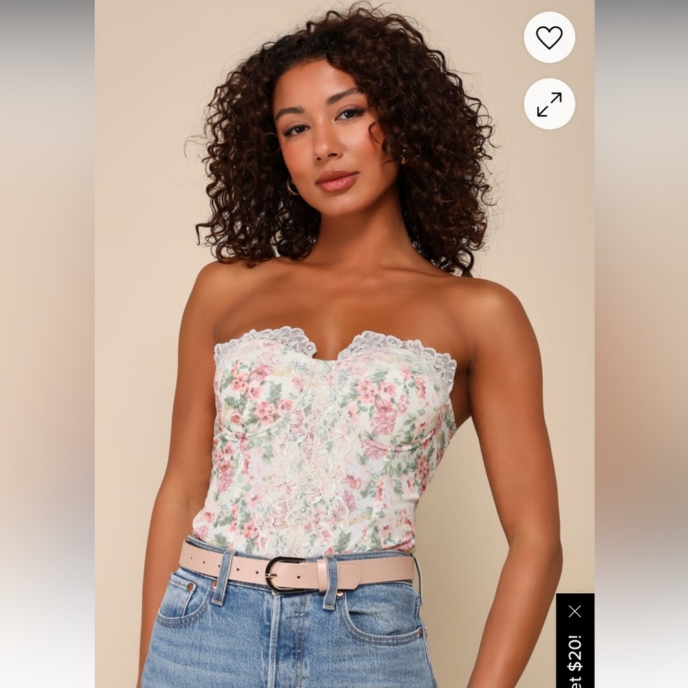 Lulu's Pink Floral Lace Bodysuit